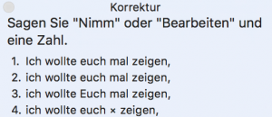 Korrektur in der Spracherkennung von Dragon